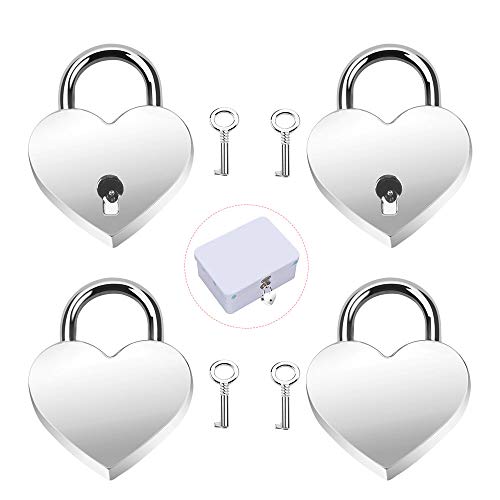 Herzform Schloss Liebesschloss Herzschloss 4 Stück Herz Liebe Vorhängeschloss mit Schlüssel Mini Schloss für Tagebuch Geschenkbox, Silber Herzform Schloss Liebesschloss Herzschloss 4 Stück Herz Liebe Vorhängeschloss mit Schlüssel Mini Schloss für Tagebuch Geschenkbox, Silber von Aipaide