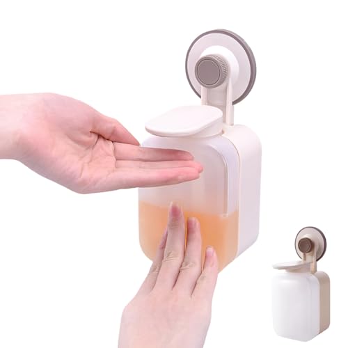 Aipeeo Seifenspender,Spülmittelspender Küche,Nachfüllbarer Pumpspender,Wandbefestigung ohne Bohren,Soap Dispenser,Seifenspender Wandbefestigung,Desinfektionsspender für Badezimmer Küche(Beige) von Aipeeo