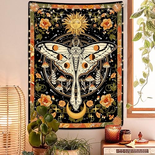 Aipon Motten-Tapisserie Orange Sonne und Mond Blume Wandteppiche Retro Vintage Floral Pilz Boho Pflanze Botanischer Wandteppich für Schlafzimmer Mondphase Indie Hippie Ästhetische Apestry Wandbehang Aipon Motten-Tapisserie Orange Sonne und Mond Blume Wandteppiche Retro Vintage Floral Pilz Boho Pflanze Botanischer Wandteppich für Schlafzimmer Mondphase Indie Hippie Ästhetische Apestry Wandbehang von Aipon