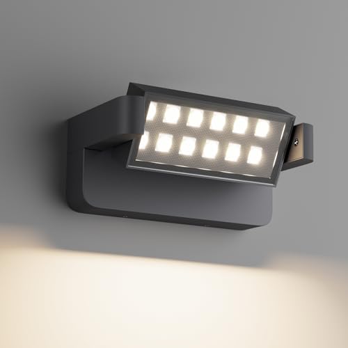 Aipsun 24W Außenwandleuchte Außenlampe Anthrazit, LED Wandleuchte Innen/Außen Wandlampe mit Schwenkbar LED Panel, IP65 Wasserdicht aussenlampe wand, Neutralweiß außenleuchte 4500K für Garten Terrasse von Aipsun