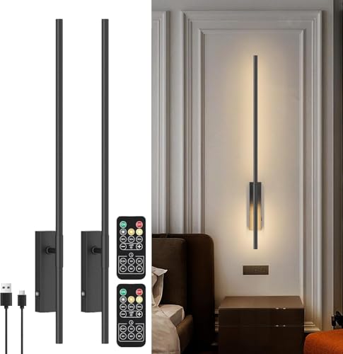 Aipsun 2PCS Akku Wandleuchte mit Fernbedienung,5000mAh Batterie Wandleuchten Innen,Aufladbare Wandleuchte Dimmbare,64CM 5W Wandlampe akku für Wohnzimmer,3000K-6000K,Schwarz Aipsun 2PCS Akku Wandleuchte mit Fernbedienung,5000mAh Batterie Wandleuchten Innen,Aufladbare Wandleuchte Dimmbare,64CM 5W Wandlampe akku für Wohnzimmer,3000K-6000K,Schwarz von Aipsun