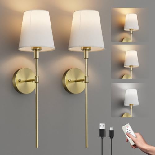 Aipsun Kabellos Akku Wandleuchte mit Fernbedienung,5500mAh Batterie Wandleuchten Innen mit Stoffschirm, 2 PCS Aufladbare Wandleuchte Dimmbare,Wandlampe akku für Wohnzimmer Mit Glühbirne,Gold Aipsun Kabellos Akku Wandleuchte mit Fernbedienung,5500mAh Batterie Wandleuchten Innen mit Stoffschirm, 2 PCS Aufladbare Wandleuchte Dimmbare,Wandlampe akku für Wohnzimmer Mit Glühbirne,Gold von Aipsun