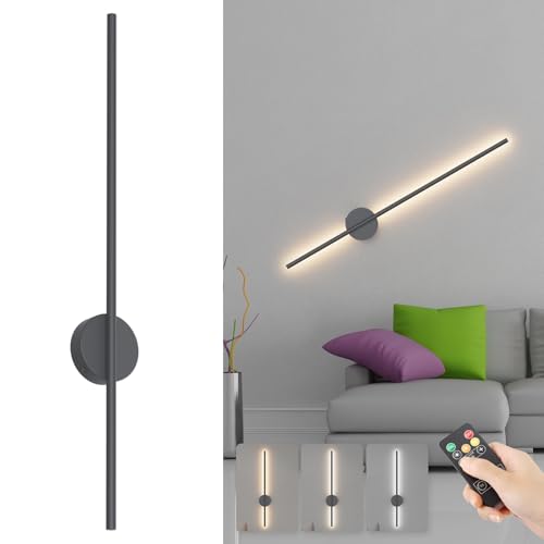 Aipsun akku Wandleuchte mit Fernbedienung innen, 10000mAh - 120CM Lang Anthrazit 6W 360° Drehbare Wohnzimmerlampe mit Dimm- und Timing-Funktionen, 3000K-6000K, für Wohnzimmer, Schlafzimmer, Esszimmer Aipsun akku Wandleuchte mit Fernbedienung innen, 10000mAh - 120CM Lang Anthrazit 6W 360° Drehbare Wohnzimmerlampe mit Dimm- und Timing-Funktionen, 3000K-6000K, für Wohnzimmer, Schlafzimmer, Esszimmer von Aipsun