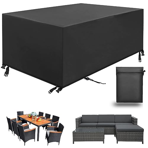 Aipwerer Abdeckung Gartenmöbel Wasserdicht, Abdeckplane für Gartenmöbel Winterfest, 420D Schutzhülle Abdeckhaube für Gartentisch Garten Möbel Tisch Rechteckig (Schwarz, 200x160x70cm 420D) von Aipwerer