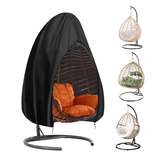 Aipwerer Hängesessel Abdeckung, Hangestuhl Schutzhülle Abdeckplane mit Reißverschluss, Anti-UV, Wasserdicht, Reißfestes für Hängekorb, Hängestuhl, Hanging Chair Outdoor (Schwarz 600D, 190x115cm) von Aipwerer