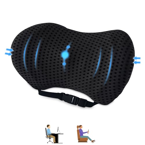 Aipwerer Lumbalkissen Rücken,Lendenwirbelstützkissen für Bürostuhl und Autositz,Memory Foam Rückenstützkissen Verstellbarem Gurt,Lendenkissen Ergonomisches für Autositze,Bürostuhl von Aipwerer