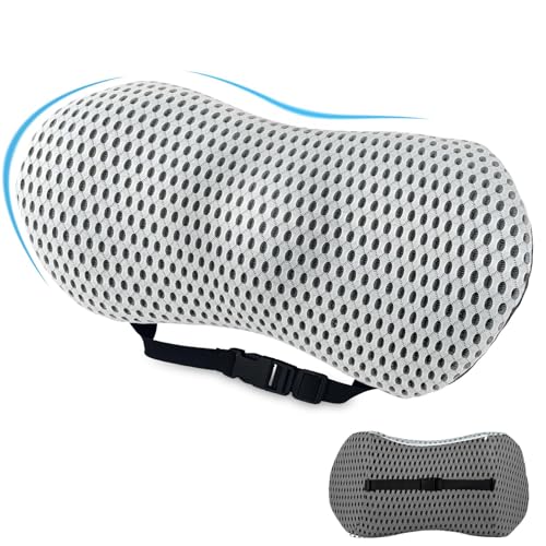 Lumbalkissen Rücken,Lendenwirbelstützkissen für Bürostuhl und Autositz,Memory Foam Rückenstützkissen Verstellbarem Gurt,Lendenkissen Ergonomisches für Autositze,Bürostuhl (Dunkelgrau/Hellgrau) von Aipwerer