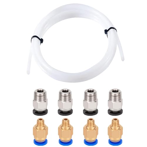Aiqeer 1 Meter 3D Drucker PTFE Teflonrohr, mit 4 Stück PC4-M6 Pneumatik Verbinder und 4 Stück PC4-M10 Pneumatik Verbinder Aiqeer 1 Meter 3D Drucker PTFE Teflonrohr, mit 4 Stück PC4-M6 Pneumatik Verbinder und 4 Stück PC4-M10 Pneumatik Verbinder von Aiqeer