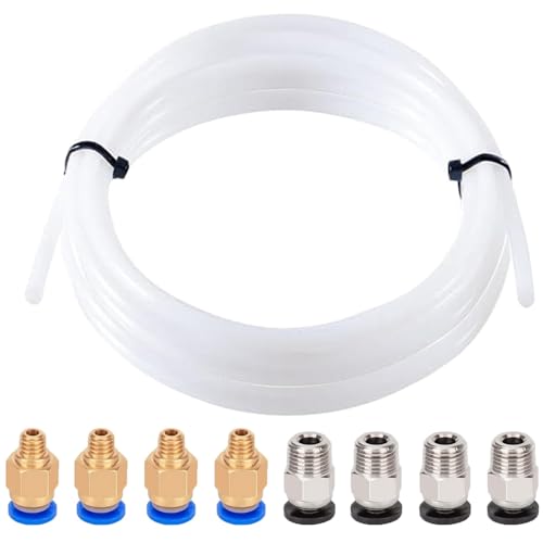 Aiqeer 10 Meter 3D Drucker PTFE Teflonrohr, mit 4 Stück PC4-M6 Pneumatik Verbinder und 4 Stück PC4-M10 Pneumatik Verbinder Aiqeer 10 Meter 3D Drucker PTFE Teflonrohr, mit 4 Stück PC4-M6 Pneumatik Verbinder und 4 Stück PC4-M10 Pneumatik Verbinder von Aiqeer