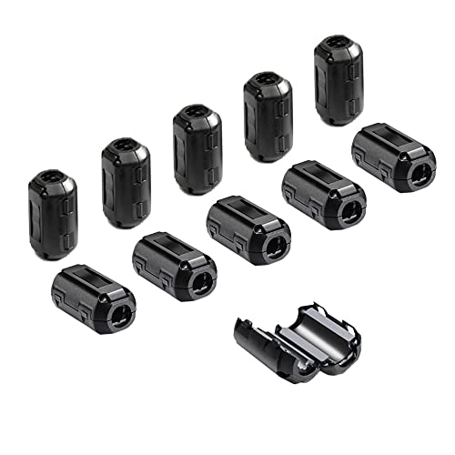 Aiqeer 10 Stück Ferrite Ring Cores, Ferrit Ringkern Cable-Clip, RFI EMI Entstörfilter Ferritfilter, Klappferrit Ferritkern, Anti-Interferenz Hochfrequenzfilter (3.5 mm Innendurchmesser) von Aiqeer