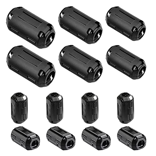 Aiqeer 10 Stück Ferrite Ring Cores Set, Ferrit Ringkern Cable-Clip, RFI EMI Entstörfilter Ferritfilter, Klappferrit Ferritkern (3.5 mm, 5 mm, 7 mm, 9 mm, 13 mm Innendurchmesser) von Aiqeer