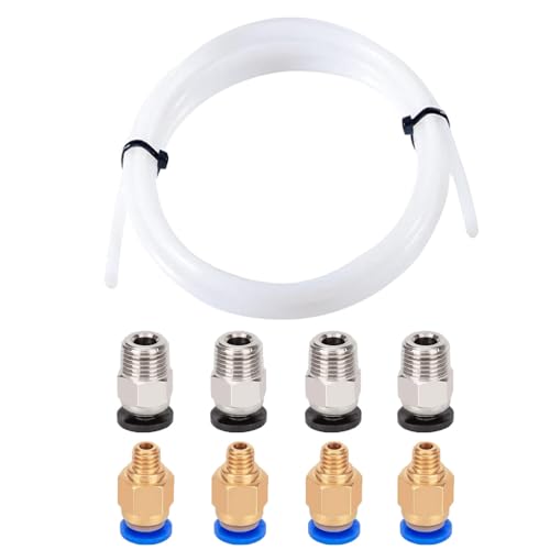Aiqeer 2 Meter 3D Drucker PTFE Teflonrohr, mit 4 Stück PC4-M6 Pneumatik Verbinder und 4 Stück PC4-M10 Pneumatik Verbinder Aiqeer 2 Meter 3D Drucker PTFE Teflonrohr, mit 4 Stück PC4-M6 Pneumatik Verbinder und 4 Stück PC4-M10 Pneumatik Verbinder von Aiqeer