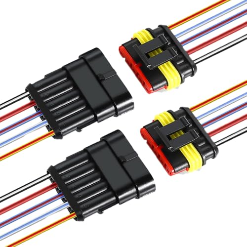 Aiqeer 2 Set 5 Polig Auto Wasserdichte Elektrische Steckverbinder mit 16 AWG Vorverdrahtet, Auto Wasserdichte Kabelverbinder Stecker Steckdose Kit Aiqeer 2 Set 5 Polig Auto Wasserdichte Elektrische Steckverbinder mit 16 AWG Vorverdrahtet, Auto Wasserdichte Kabelverbinder Stecker Steckdose Kit von Aiqeer