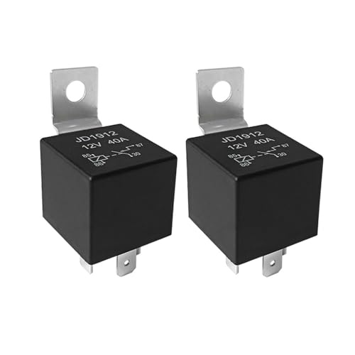 Aiqeer 2 Stück 4 Polig Auto Relais, 12V 40A SPST KFZ Relais (Schwarz) von Aiqeer