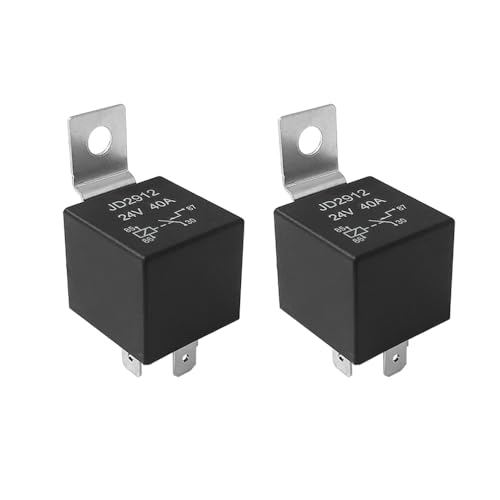 Aiqeer 2 Stück 4 Polig Auto Relais, 24V 40A SPST KFZ Relais (Schwarz) von Aiqeer