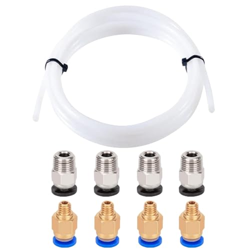 Aiqeer 3 Meter 3D Drucker PTFE Teflonrohr, mit 4 Stück PC4-M6 Pneumatik Verbinder und 4 Stück PC4-M10 Pneumatik Verbinder Aiqeer 3 Meter 3D Drucker PTFE Teflonrohr, mit 4 Stück PC4-M6 Pneumatik Verbinder und 4 Stück PC4-M10 Pneumatik Verbinder von Aiqeer