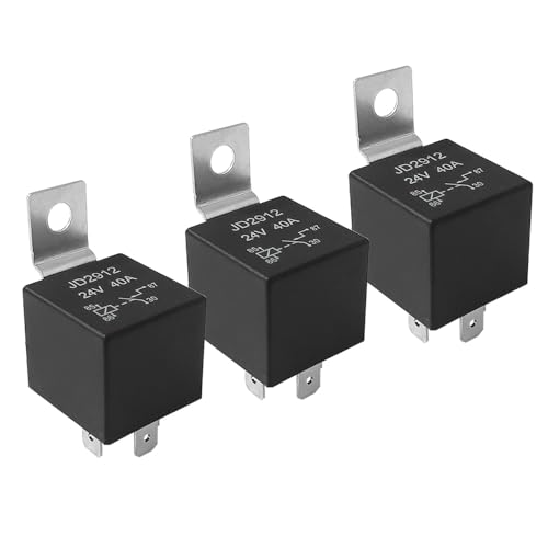 Aiqeer 3 Stück 4 Polig Auto Relais, 24V 40A SPST KFZ Relais (Schwarz) von Aiqeer