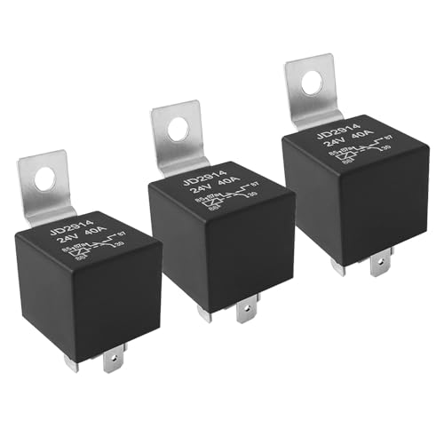 Aiqeer 3 Stück 5 Polig Auto Relais, 24V 40A SPDT KFZ Relais (Schwarz) von Aiqeer