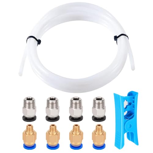 Aiqeer 4 Meter 3D Drucker PTFE Teflonrohr mit Schneider, 4 Stück PC4-M6 Pneumatik Verbinder und 4 Stück PC4-M10 Pneumatik Verbinder Aiqeer 4 Meter 3D Drucker PTFE Teflonrohr mit Schneider, 4 Stück PC4-M6 Pneumatik Verbinder und 4 Stück PC4-M10 Pneumatik Verbinder von Aiqeer