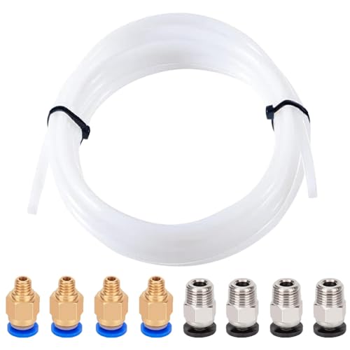 Aiqeer 5 Meter 3D Drucker PTFE Teflonrohr, mit 4 Stück PC4-M6 Pneumatik Verbinder und 4 Stück PC4-M10 Pneumatik Verbinder Aiqeer 5 Meter 3D Drucker PTFE Teflonrohr, mit 4 Stück PC4-M6 Pneumatik Verbinder und 4 Stück PC4-M10 Pneumatik Verbinder von Aiqeer