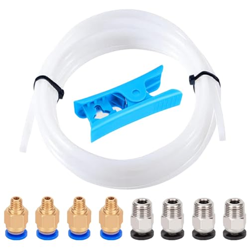 Aiqeer 5 Meter 3D Drucker PTFE Teflonrohr mit Schneider, 4 Stück PC4-M6 Pneumatik Verbinder und 4 Stück PC4-M10 Pneumatik Verbinder Aiqeer 5 Meter 3D Drucker PTFE Teflonrohr mit Schneider, 4 Stück PC4-M6 Pneumatik Verbinder und 4 Stück PC4-M10 Pneumatik Verbinder von Aiqeer