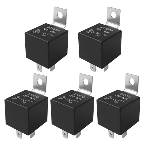 Aiqeer 5 Stück 4 Polig Auto Relais, 12V 40A SPST KFZ Relais (Schwarz) von Aiqeer