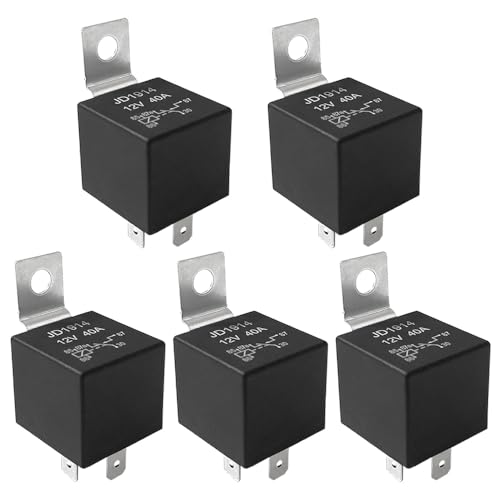 Aiqeer 5 Stück 5 Polig Auto Relais, 12V 40A SPDT KFZ Relais (Schwarz) von Aiqeer