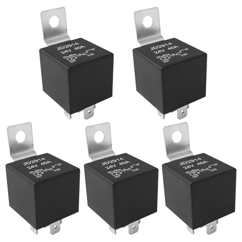Aiqeer 5 Stück 5 Polig Auto Relais, 24V 40A SPDT KFZ Relais (Schwarz) von Aiqeer
