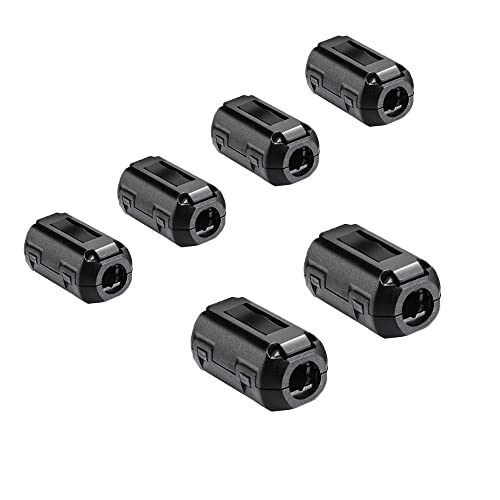 Aiqeer 6 Stück Ferrite Ring Cores Set, Ferrit Ringkern Cable-Clip, RFI EMI Entstörfilter Ferritfilter, Klappferrit Ferritkern (3.5 mm, 5 mm, 7 mm Innendurchmesser) von Aiqeer