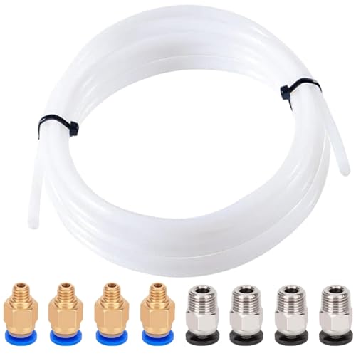 Aiqeer 8 Meter 3D Drucker PTFE Teflonrohr, mit 4 Stück PC4-M6 Pneumatik Verbinder und 4 Stück PC4-M10 Pneumatik Verbinder Aiqeer 8 Meter 3D Drucker PTFE Teflonrohr, mit 4 Stück PC4-M6 Pneumatik Verbinder und 4 Stück PC4-M10 Pneumatik Verbinder von Aiqeer