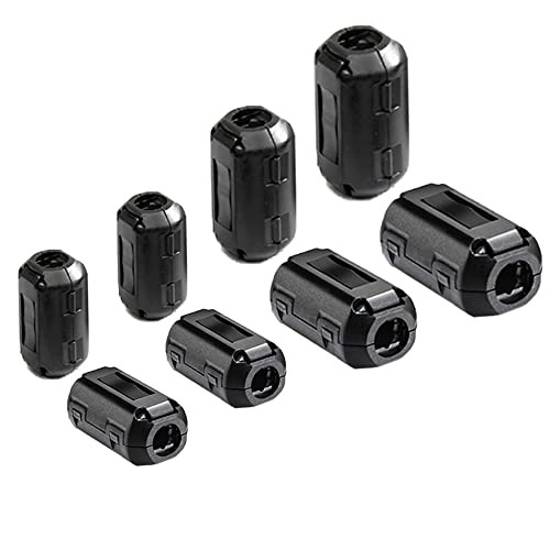 Aiqeer 8 Stück Ferrite Ring Cores Set, Ferrit Ringkern Cable-Clip, RFI EMI Entstörfilter Ferritfilter, Klappferrit Ferritkern (3.5 mm, 5 mm, 7 mm, 9 mm Innendurchmesser) von Aiqeer