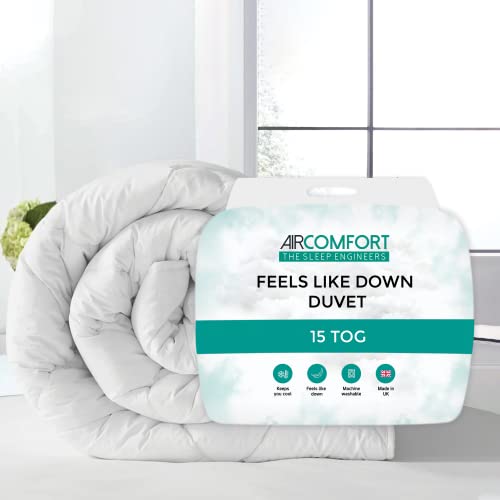 Air Comfort Moderne Bettdecke für Einzelbett, 15 Tog, fühlt Sich an wie Daunen – antiallergen, weicher Bezug – atmungsaktive Einzelbettdecke und Hohlfaser-Bettdecke für warme und kühle Winterschläfer von Air Comfort