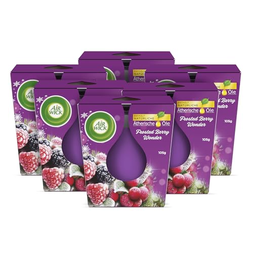 Air Wick Wohlfühl-Duftkerze im Glas – Duft: Frosted Berry Wonder – Je bis zu 20 Stunden Brenndauer – Enthält natürliche ätherische Öle – 6 x 105 g Duftkerzenset Air Wick Wohlfühl-Duftkerze im Glas – Duft: Frosted Berry Wonder – Je bis zu 20 Stunden Brenndauer – Enthält natürliche ätherische Öle – 6 x 105 g Duftkerzenset von Air Wick