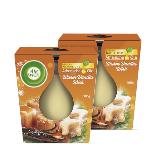 Air Wick Wohlfühl-Duftkerze im Glas – Duft: Warm Vanilla Wish – Je bis zu 20 Stunden Brenndauer – Enthält natürliche ätherische Öle – 2 x 105 g Duftkerze Air Wick Wohlfühl-Duftkerze im Glas – Duft: Warm Vanilla Wish – Je bis zu 20 Stunden Brenndauer – Enthält natürliche ätherische Öle – 2 x 105 g Duftkerze von Air Wick