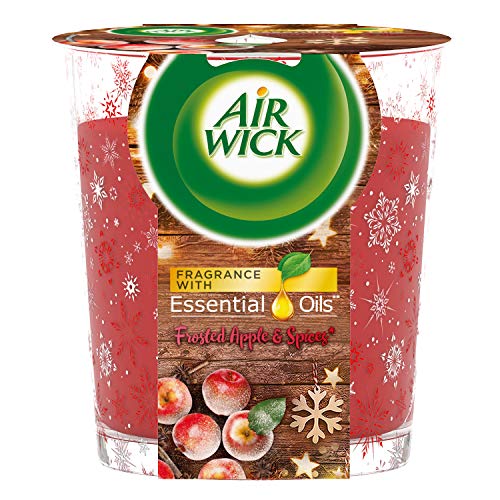 Airwick Kerze mit ätherischen Ölen, limitierte Edition, gefrosteter Apfel/Gewürze, Rot von Air Wick