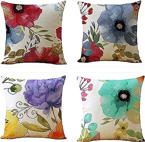 AirBnk Kissenbezug 50x50cm 4er Set Dekokissen Kissenbezüge,Blumen Sofakissen Kissenhülle Quadratische Samt Deko Kissen Couchkissen Wohnzimmer Zierkissenbezüge für Garten Sofa Stuhl von AirBnk