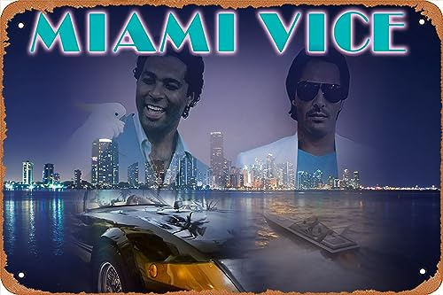 TV-Show, Miami Vice Poster, Metall-Blechschild, Vintage-Chic, Kunstdekoration, Wandkunstdruck, Poster, Wanddekoration, 20,3 x 30,5 cm von AirBnk