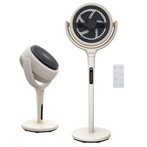 AirCraft Home Ventilator mit Fernbedienung von Lume, LED-Hintergrundbeleuchtung und Timer, 3D-Oszillierender Luftumwälter, umwandelt sich vom Sockel zum Schreibtisch-Ventilator, 3 Modi AirCraft Home Ventilator mit Fernbedienung von Lume, LED-Hintergrundbeleuchtung und Timer, 3D-Oszillierender Luftumwälter, umwandelt sich vom Sockel zum Schreibtisch-Ventilator, 3 Modi von AirCraft Home