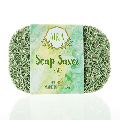 Aira Soap Saver - Seifenschale & Seifenhalter Zubehör - Reach-konform & Plant Based BPA frei Dusche & Bad Seifenhalter - Drains Wasser, Circulates Luft, Verlängert Soap Life - Salbei 1 Packung von Aira