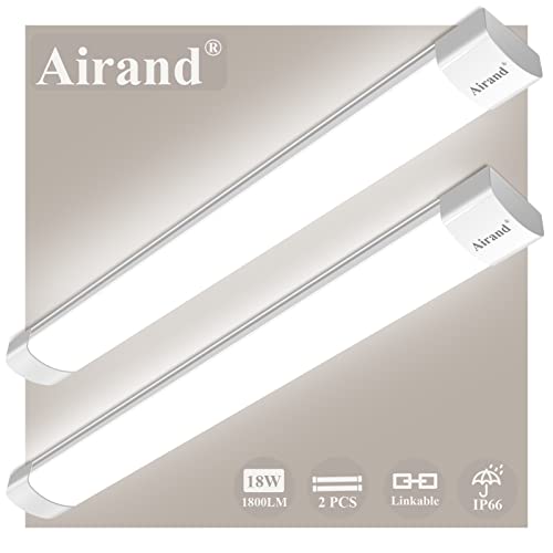 Airand 2 Stück Led Feuchtraumleuchte 60CM 18W Led Röhre Beleuchtung Werkstattlampe IP66 Wasserfest Leuchte für Garage Keller Werkstatt Feuchtraum Bad Büro Warenhaus Keller Neutralweiß 4000K 1800LM von Airand