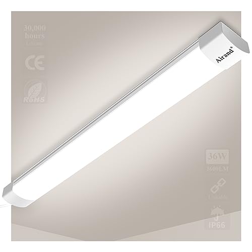 Airand Feuchtraumleuchte Led 36W 3600LM 120CM Verknüpfbar Werkstattlampe IP66 Wasserfest Led Röhre Leuchte für Garage Keller Werkstatt Feuchtraum Bad Büro Warenhaus Hobbyraum,Neutralweiß 4000K von Airand