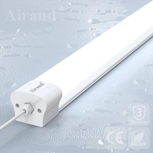Airand Feuchtraumleuchte LED 120CM 36W 3600LM, Verknüpfbar IP66 Wasserfest Kellerlampe, Garagenlampe LED Kaltweiß 5000K,Werkstattlampe Deckenleuchte für Werkstatt, Keller, Garage, Bad, Warenhaus von Airand