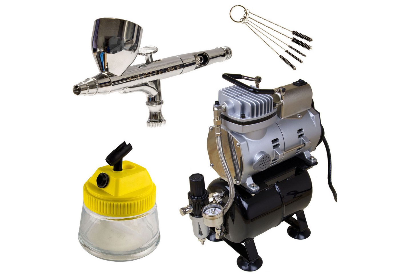 Airbrush-City Airbrush-Kompressor Sparmax TC-610H + Iwata HP-C Plus Airbrushpistole - Fine Art - Set 12 von Airbrush-City