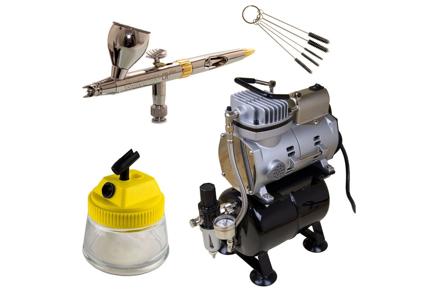Airbrush-City Airbrush-Kompressor Sparmax TC-610H-n + H&S Evolution Airbrushpistole - Modell Set 07 von Airbrush-City