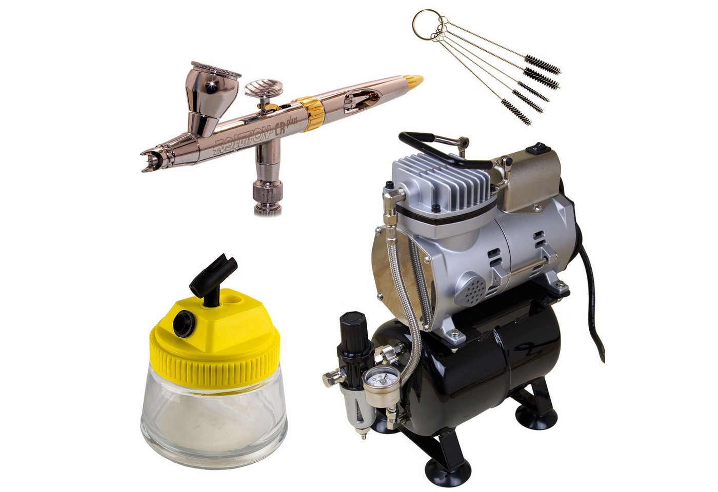 Airbrush-City Airbrush-Kompressor Sparmax TC-610H-n + H&S Evolution Solo Airbrushpistole - Set 11 von Airbrush-City