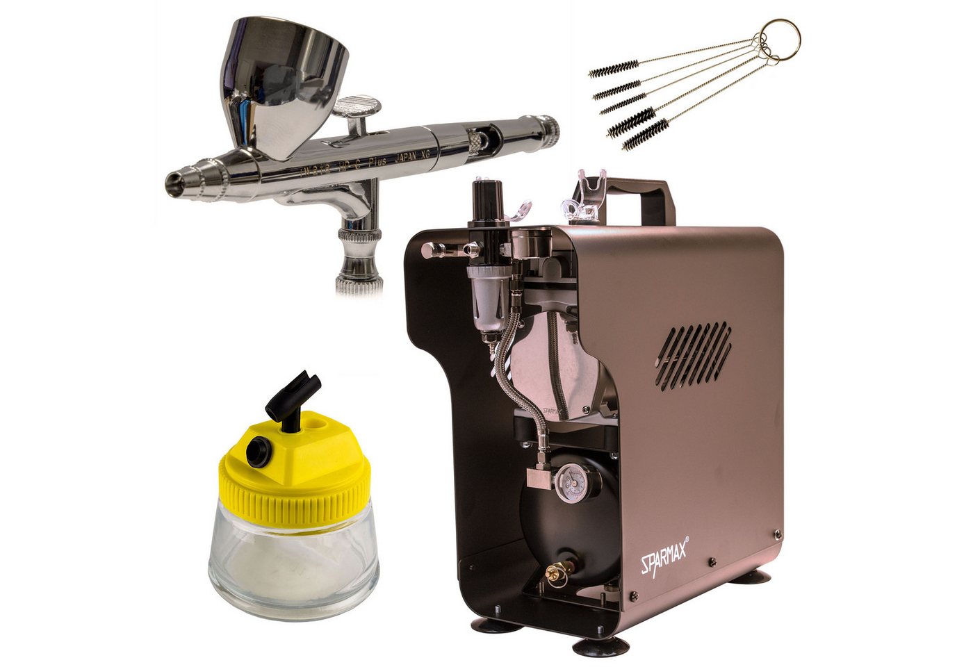 Airbrush-City Airbrush-Kompressor Sparmax TC-620X + iwata HP-C Plus Airbrushpistole - Profi Set 25 von Airbrush-City