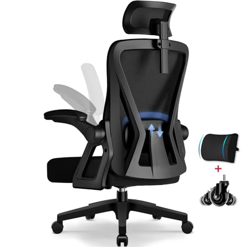 Airchros Bürostuhl,Bürostuhl Ergonomisch mit Verstellbarer Kopfstütze,Armlehnen und Lendenwirbelstütze, Schreibtischstuhl Drehstuhl Wippfunktion bis 135°,Chefsessel Rückenschonend,belastbar 150kg von Airchros