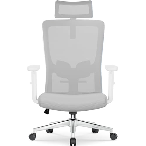 Airchros Bürostuhl Ergonomisch, Ergonomischer Bürostuhl mit Verstellbarer Lendenwirbelstütze, Armlehnen und Kopfstütze, Drehstuhl Bürostuhl 150 kg, Schreibtischstuhl Chefsessel Wippfunktion bis 135° von Airchros