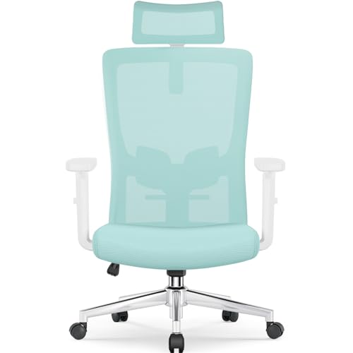 Airchros Bürostuhl Ergonomisch, Ergonomischer Bürostuhl mit Verstellbarer Lendenwirbelstütze, Armlehnen und Kopfstütze, Drehstuhl Bürostuhl 150 kg, Schreibtischstuhl Chefsessel Wippfunktion bis 135° von Airchros