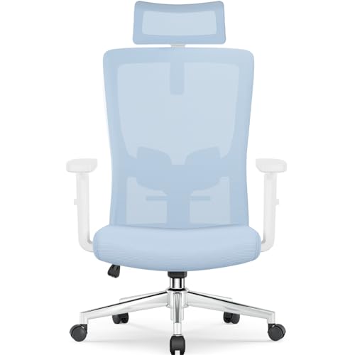 Airchros Bürostuhl Ergonomisch, Ergonomischer Bürostuhl mit Verstellbarer Lendenwirbelstütze, Armlehnen und Kopfstütze, Drehstuhl Bürostuhl 150 kg, Schreibtischstuhl Chefsessel Wippfunktion bis 135° von Airchros